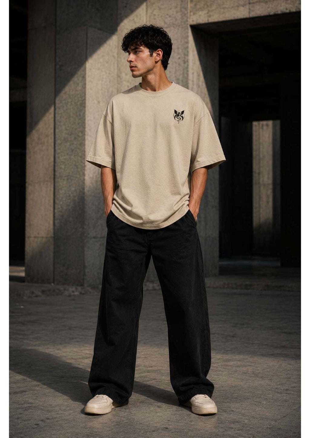 Black Dragon Printed Oversized T-Shirt