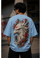 Red & Blue Printed Bird Oversized T-Shirt