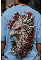 Red & Blue Printed Bird Oversized T-Shirt
