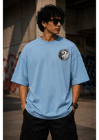Red & Blue Printed Bird Oversized T-Shirt