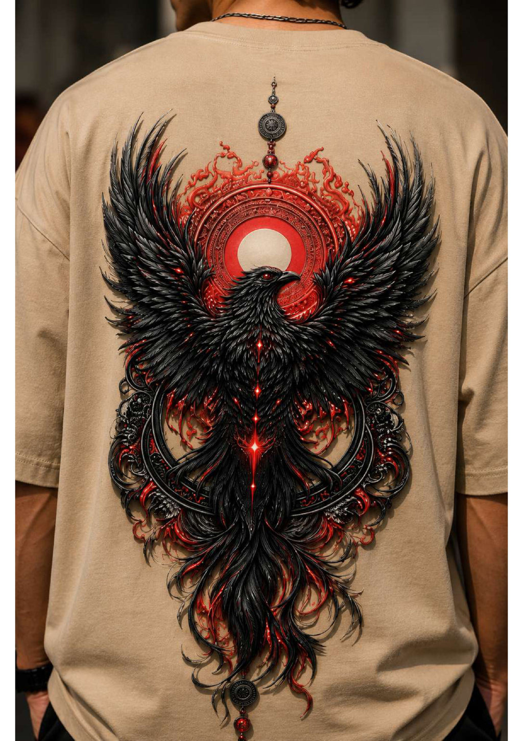 Black Fire Bird Oversized T-Shirt